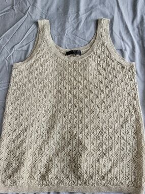 Donna Karan Metallic Knit Top in Light Gold